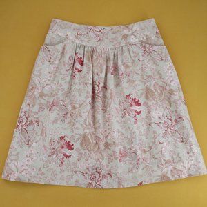 Prize floral toile print silk/linen blend skirt